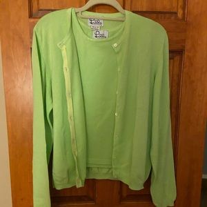 Lilly Pulitzer Twin Set Cardigan/Shell Sz Large Green